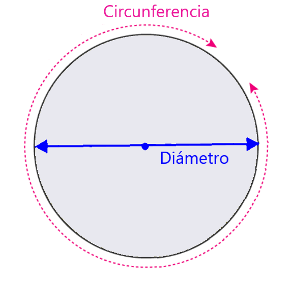 círculo con circunferencia y diámetro