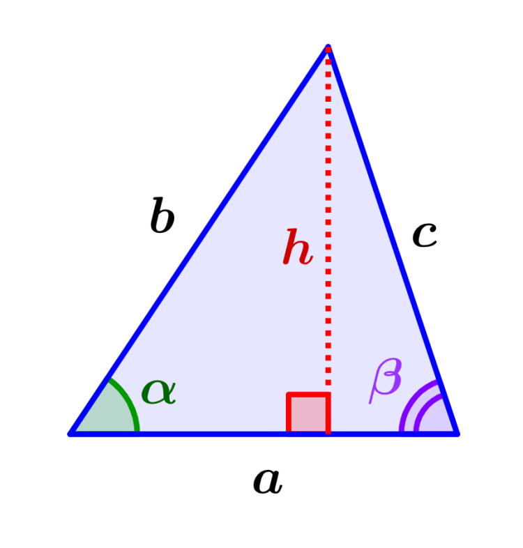 diagrama de altura de un triángulo escaleno con ángulos