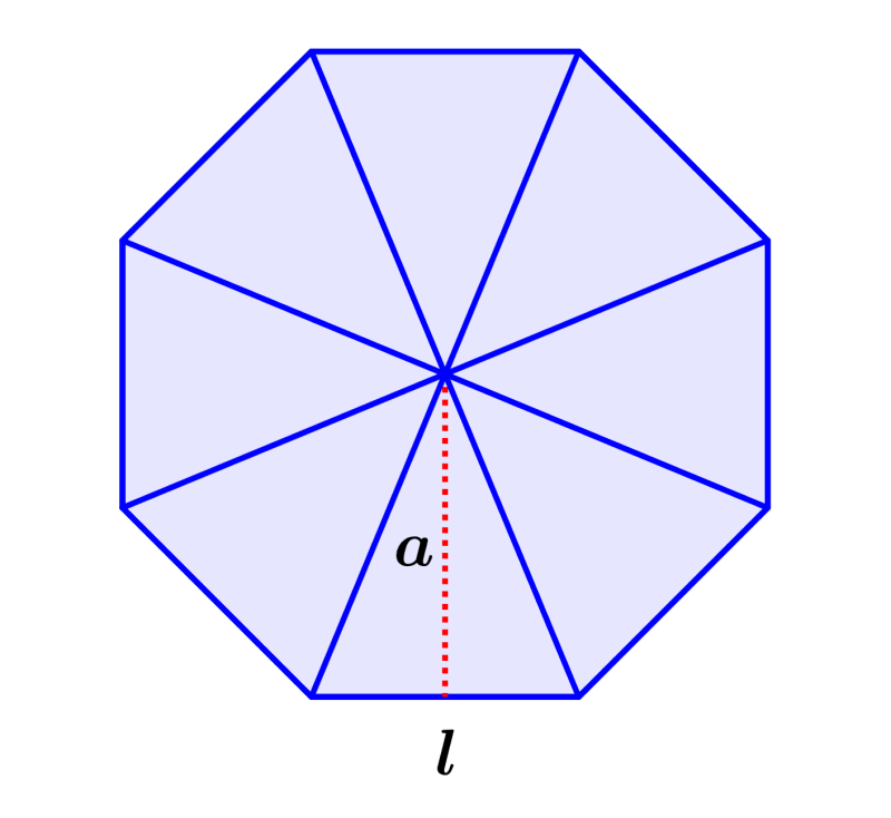 diagrama de un octagono con apotema y lado