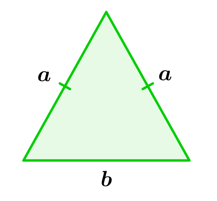 diagrama de un triángulo isósceles con lados