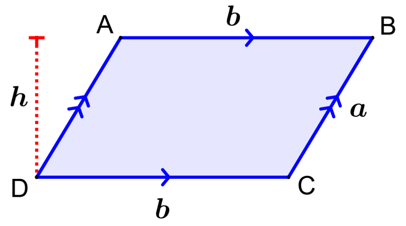 dimensiones de paralelogramo con altura