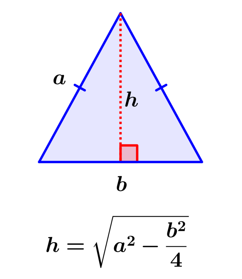fórmula de la altura de un triángulo isósceles
