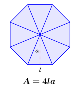 fórmula del área de un octagono