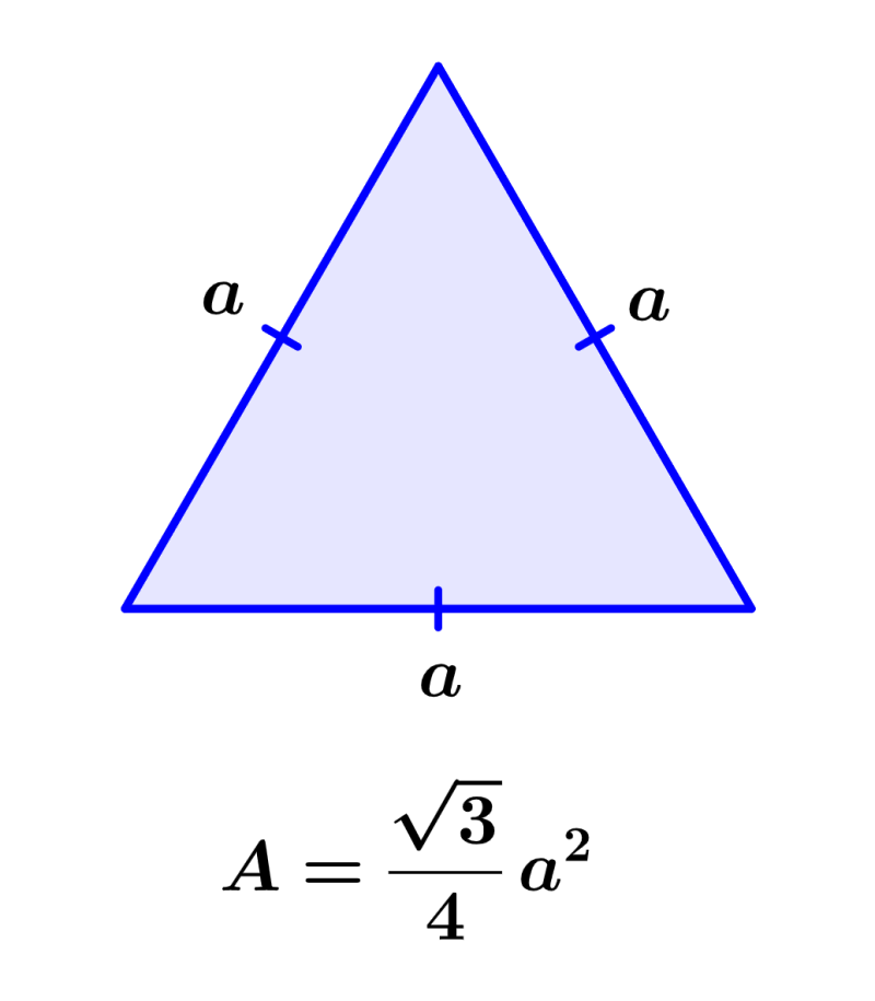 fórmula del área de un triángulo equilátero