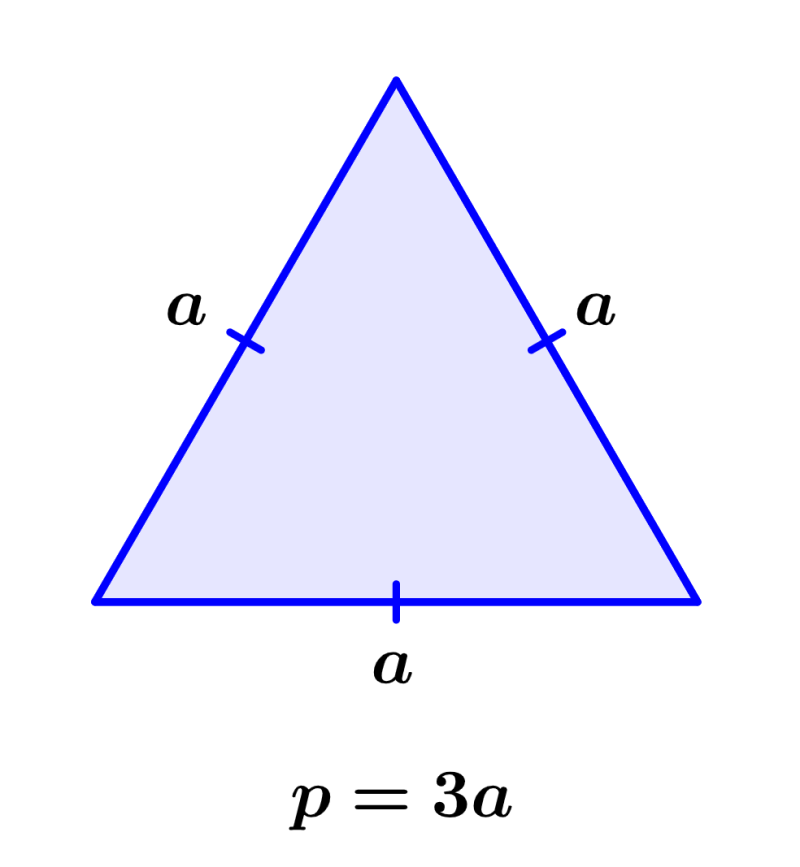 fórmula del perímetro de un triángulo equilátero