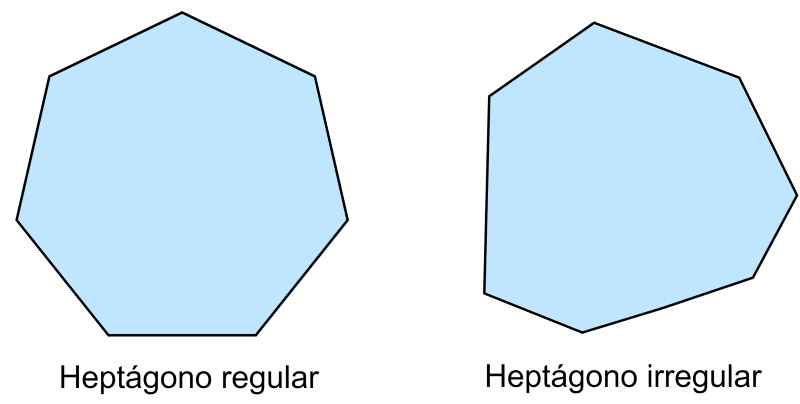 heptagono regular y heptagono irregular