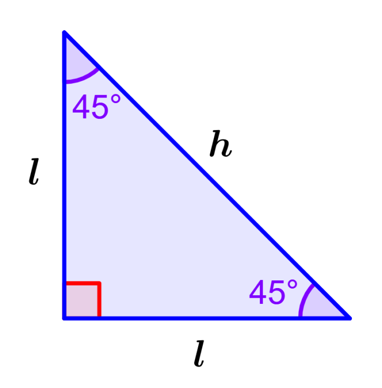 lados y ángulos de un triángulo rectángulo isósceles