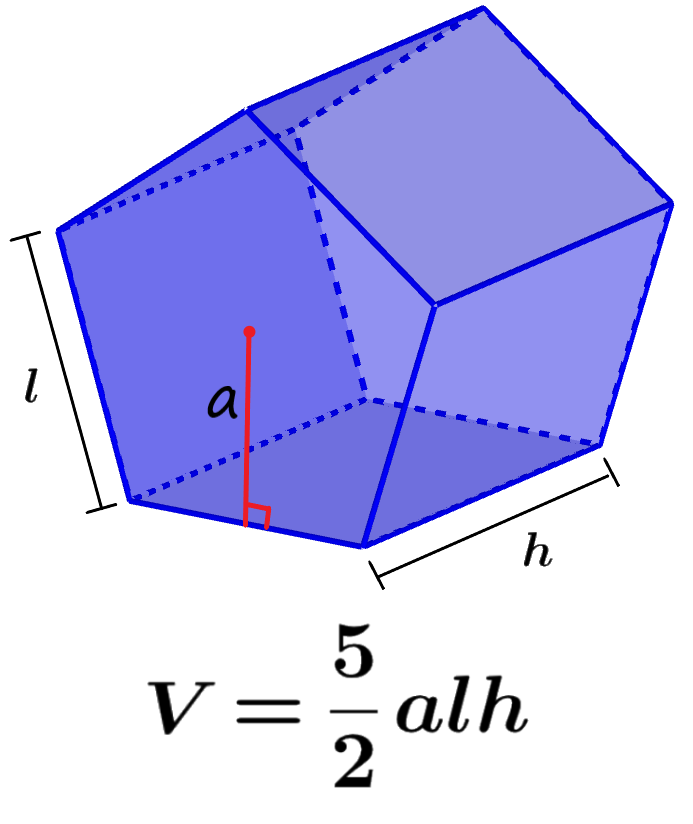 Fórmula del volumen de un prisma pentagonal