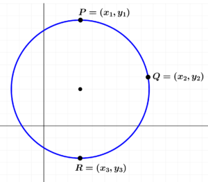 circunferencia con coordenadas de tres puntos