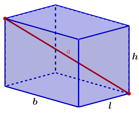 diagonal de un prisma rectangular