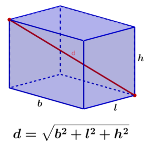 fórmula de la diagonal de un prisma rectangular