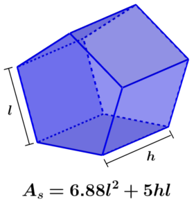 fórmula del área superficial de un prisma pentagonal