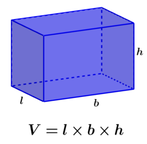 fórmula del volumen de un prisma rectangular
