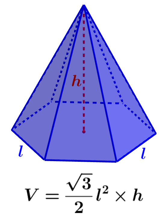 fórmula del volumen de una pirámide hexagonal