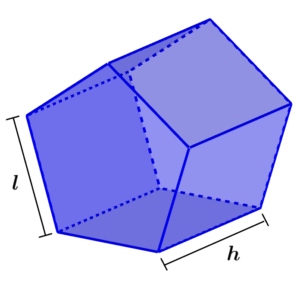 lados y altura de un prisma pentagonal