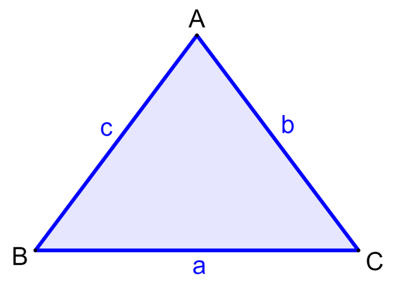 triángulo con lados y con angulos