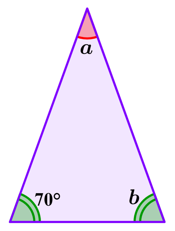 ejemplo 1 de ángulos de un triángulo isósceles