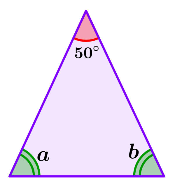 ejemplo 2 de ángulos de un triángulo isósceles