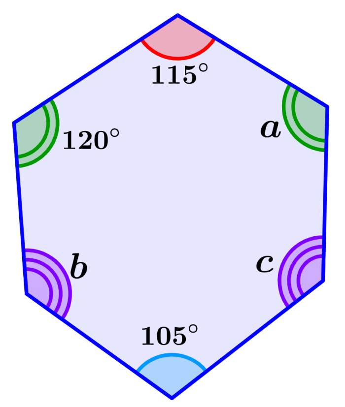ejemplo 4 de ángulos de un hexágono