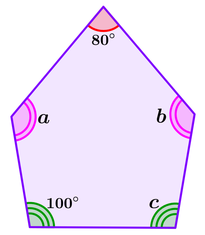 ejemplo 4 de ángulos de un pentágono