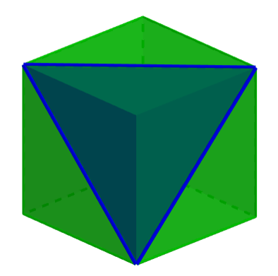 sección transversal triangular de un cubo