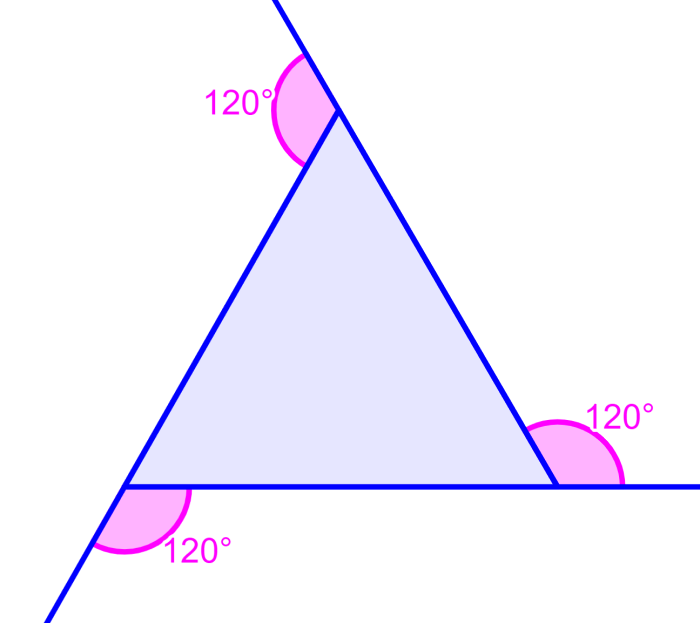 ángulos externos de un triángulo equilátero
