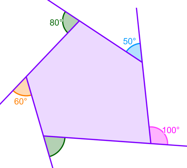 ejemplo 1 de ángulos exteriores de un pentágono