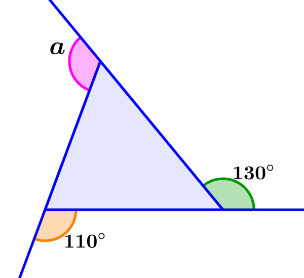 ejemplo 1 de ángulos externos de un triángulo escaleno