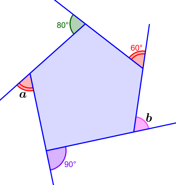 ejemplo 3 de ángulos exteriores de un pentágono