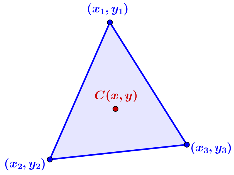 centroide de un triángulo con coordenadas de vértices