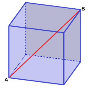 cubo con diagonal para Pitágoras 3D