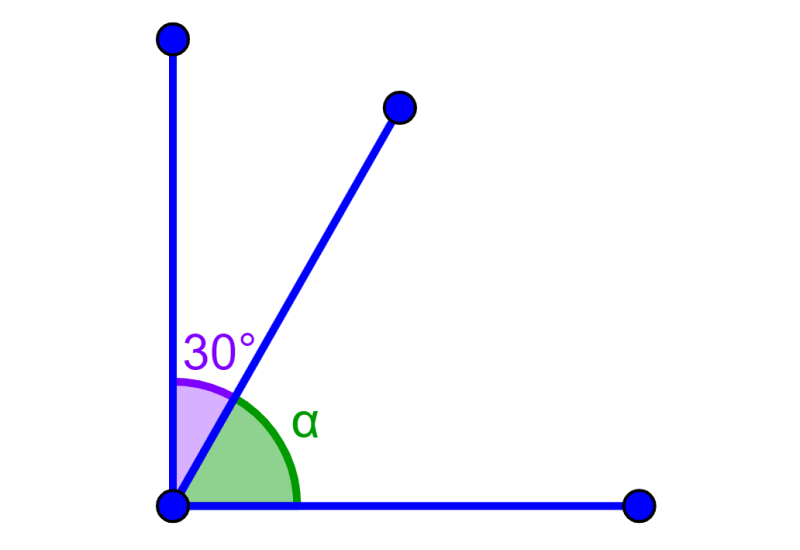 ejemplo de ángulos complementarios adyacentes