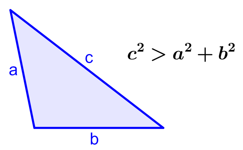 triángulo obtuso teorema inverso de Pitágoras
