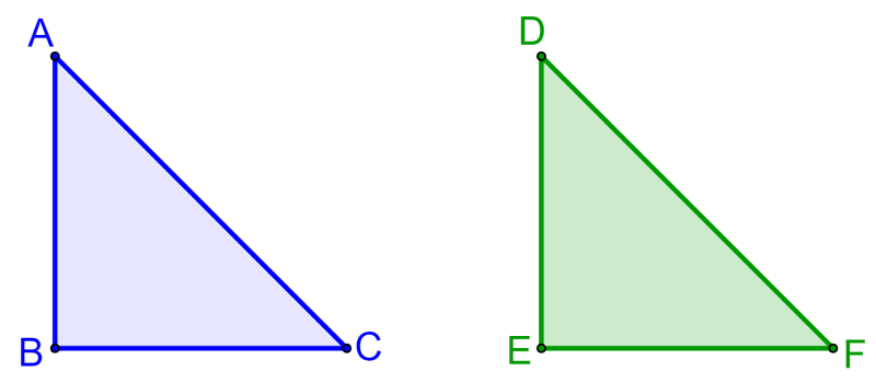 triángulos para derivar el teorema inverso de Pitágoras
