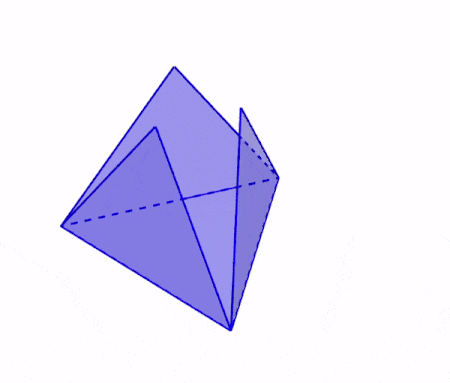 Red geometrica de un tetraedro cerrando