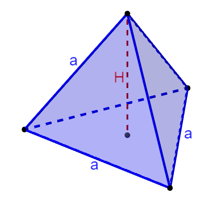 diagrama de un tetraedro con lados y altura