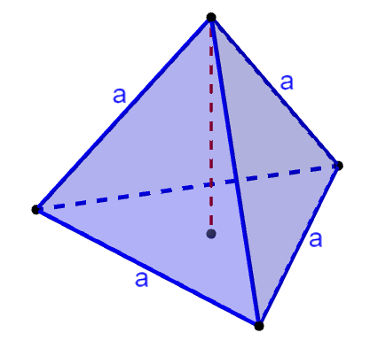 diagrama de un tetraedro regular con lados