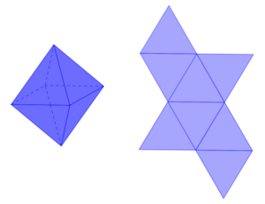 red geométrica de un octaedro con octaedro 3D