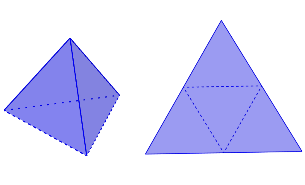 tetraedro con su red geométrica